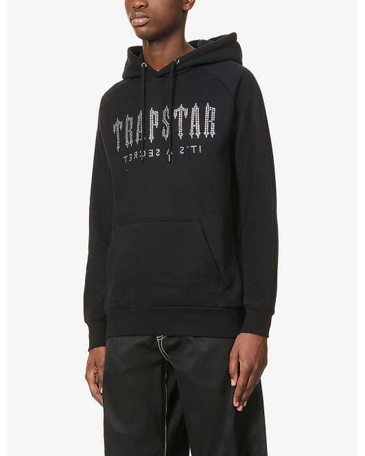 Trapstar Black Decoded Crystal Oversized Cotton-blend Jersey Hoody for men