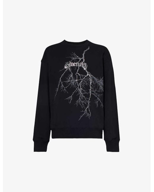 Givenchy Black Graphic-print Boxy-fit Cotton-jersey Sweatshirt for men
