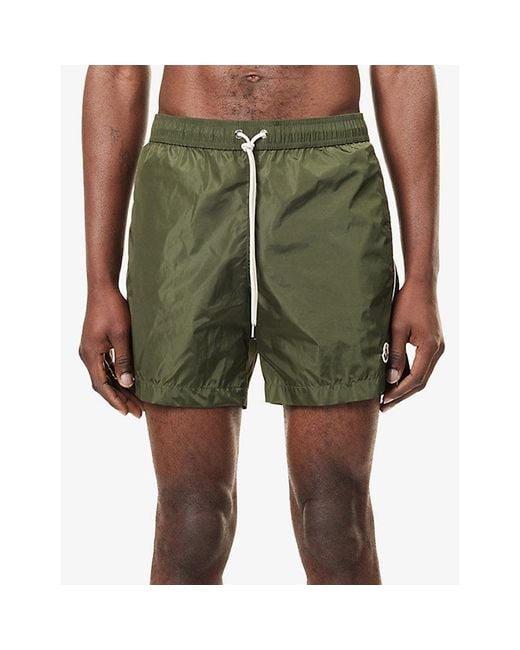 Moncler Green Logo Patch Swim Shorts for men