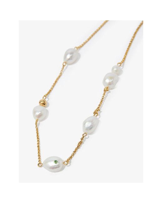 Maje Metallic Faux-pearl Embellished Brass Necklace