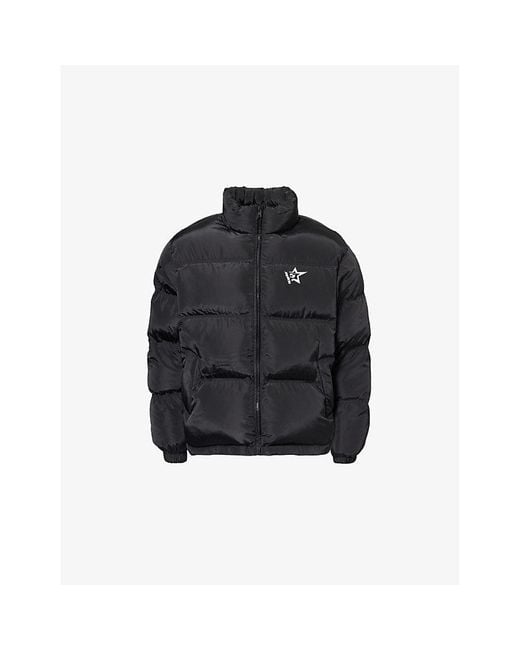 Sp5der Black Logo-Embellished Reversible Puffer Jacket for men