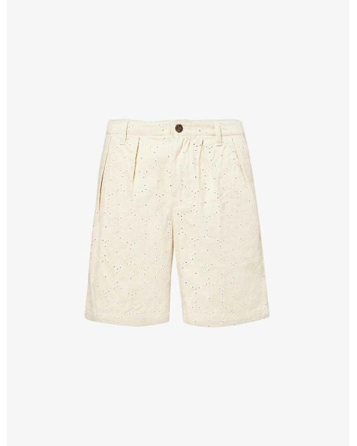 Honor The Gift White Legacy Floral-embellished Cotton-twill Shorts X for men