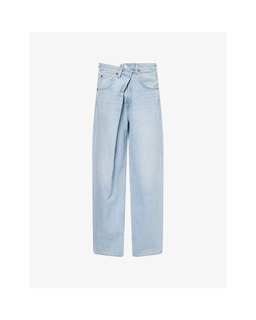 Agolde Blue Vana Fold Wide-Leg Denim Jeans