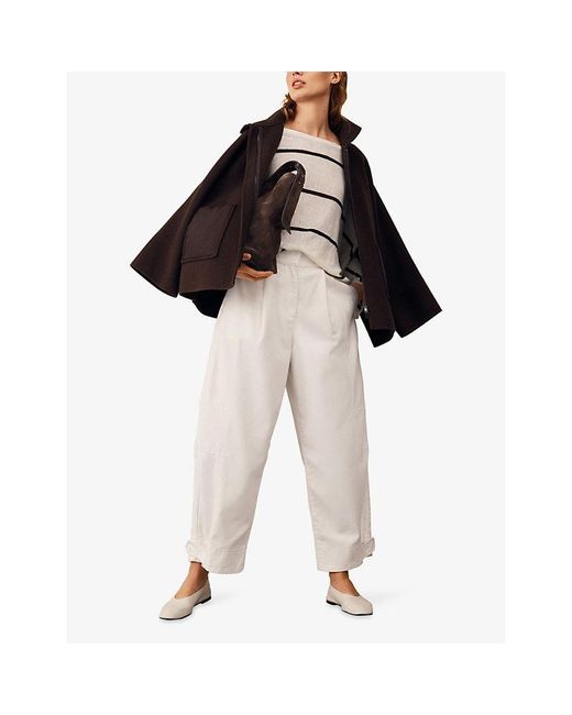The White Company White Oversized Striped Linen-Blend Jumper