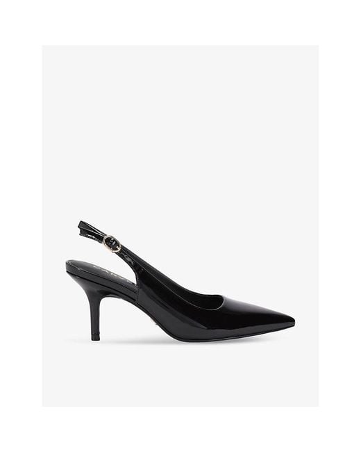 Carvela Kurt Geiger Black Spirit Sling Pointed-Toe Patent-Leather Heels