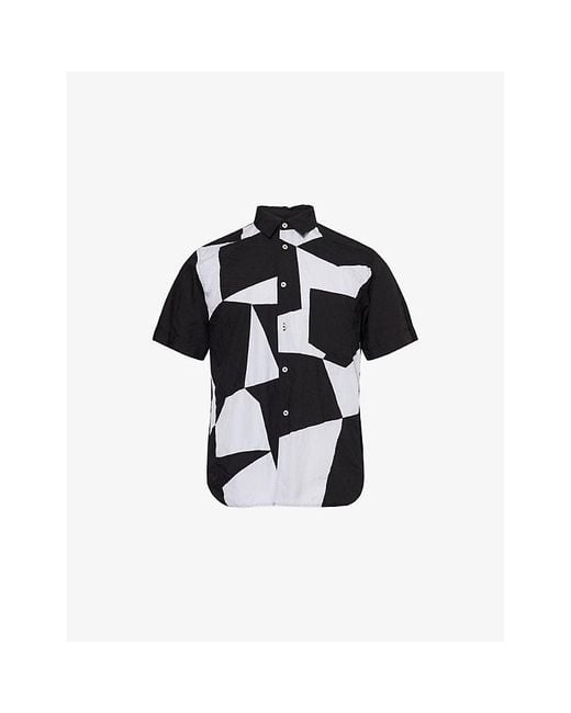 BLACK COMME DES GARCON Black Patchwork Short-Sleeve Woven Shirt for men