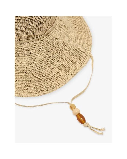 Reiss Natural Annetta Beaded-Strap Straw Hat
