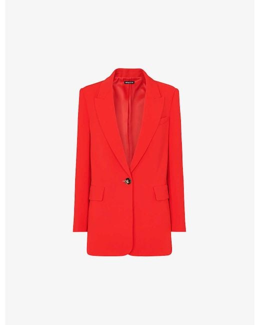 Whistles Red Single-breasted Relaxed-fit Crepe Blazer