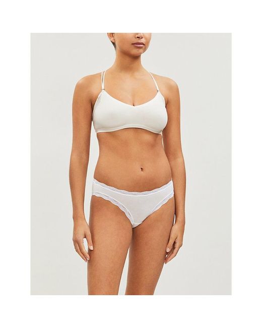 Stripe & Stare White Pack Of Four Lace Stretch-Jersey Briefs