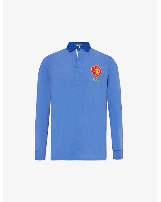 Polo Ralph Lauren Blue Logo-appliqué Long-sleeve Cotton-jersey Polo Shirt X for men