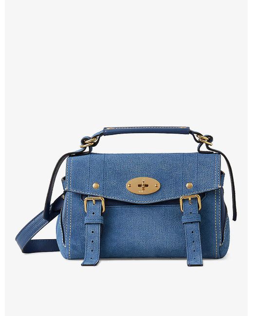 Mulberry Blue Alexa Mini Suede Tote Bag