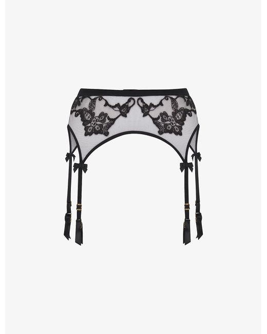 Agent Provocateur Synthetic Mirabelle Floral-embroidered Mesh Suspender ...