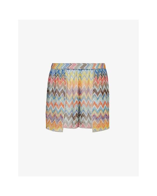 Missoni Multicolor Chevron Semi-sheer Knitted Shorts
