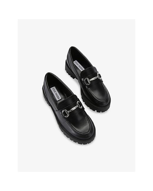 Steve Madden Black Lando Faux-Leather Loafers