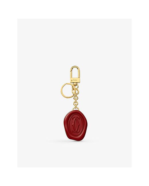 Cartier White Diabolo De Gold-finished Keyring With Wax Seal Motif