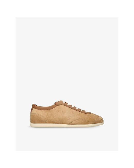 Brunello Cucinelli Natural Branded Suede Low-Top Trainers for men