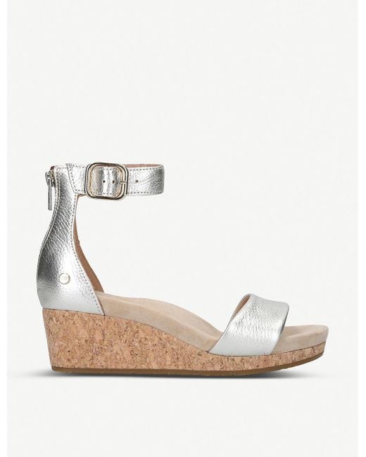 Ugg Metallic Zoe Leather Wedge Sandals