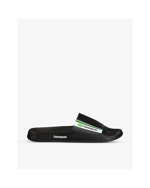 Havaianas Black Brazil Logo-Print Rubber Sandals