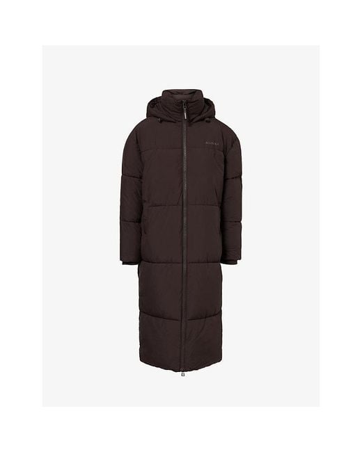 ADANOLA Brown Longline Funnel-Neck Puffer Jacket