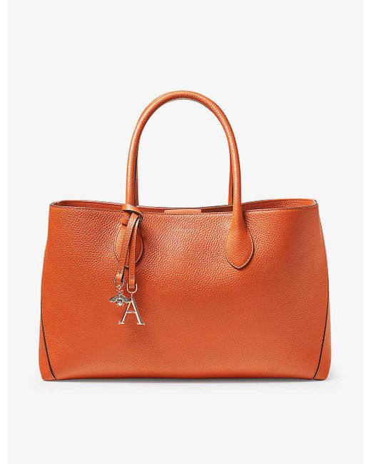 Aspinal Orange London Large Leather Tote Bag