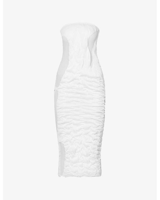 DI PETSA Wetlook Slim-fit Knitted Midi Dress in White | Lyst