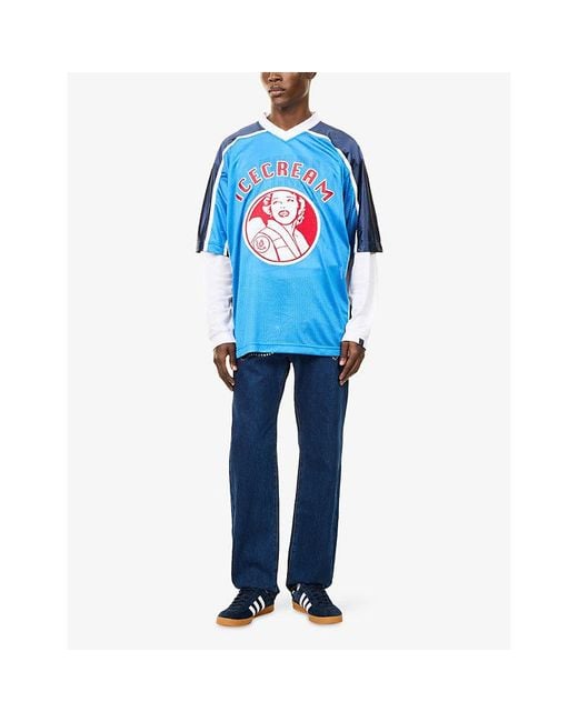 ICECREAM Blue Waitress Graphic Jersey Football Top for men