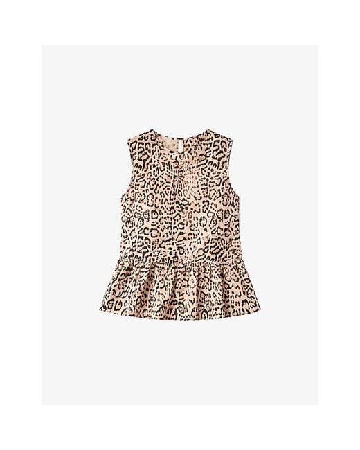 Ro&zo Natural Print Peplum-Hem Cotton Top