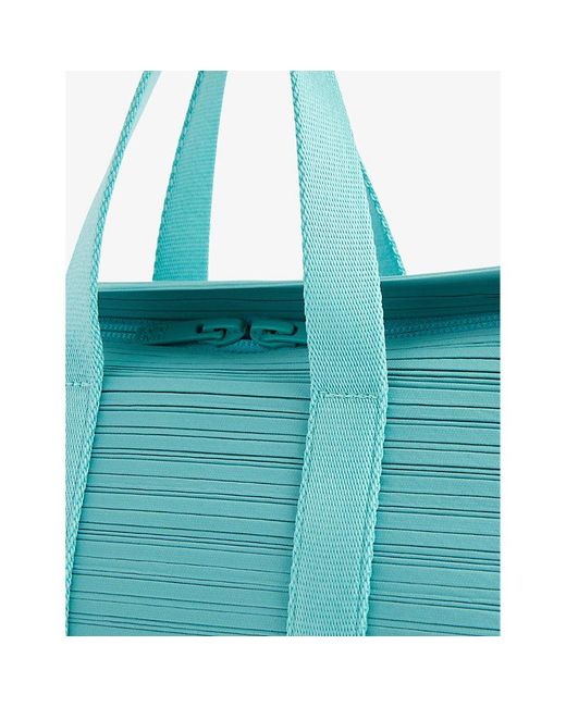 Pleats Please Issey Miyake Blue Pleated Detachable-strap Knitted Shoulder Bag