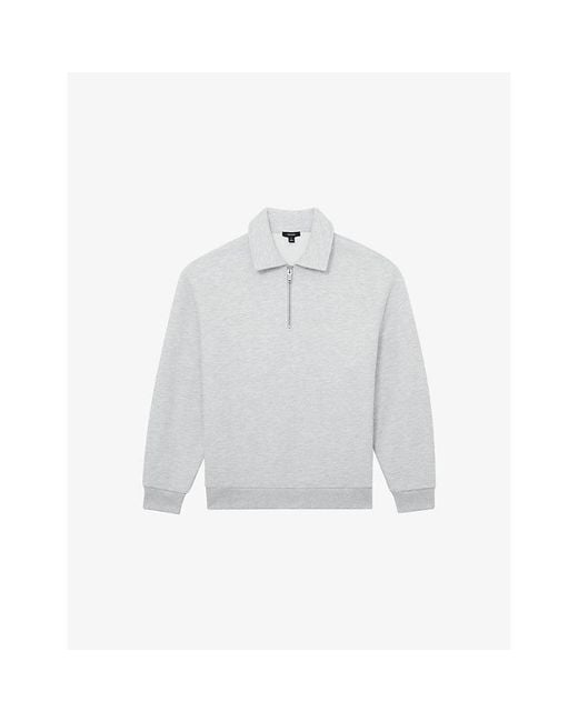 Reiss White Kurwin Half-Zip Cotton-Blend Sweatshirt for men