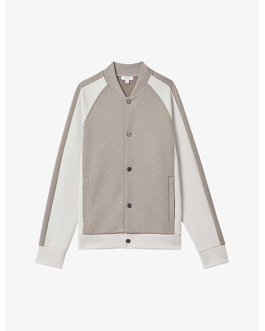 Reiss White Pelham Colour-blocked Stretch-woven Jacket for men