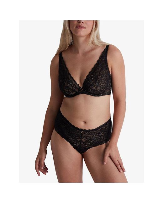 Aubade Black Rosessence Underwired Stretch-Lace Plunge Bra