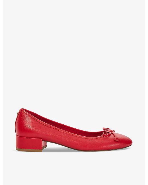 Dune Red Hollies Heeled Leather Ballet Flats