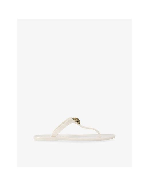 Kurt Geiger White Maddison Faux-Leather Flat Sandals