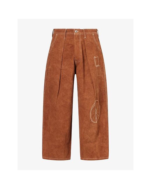 STORY mfg. Brown Lush Wide-Leg Cotton Trousers for men