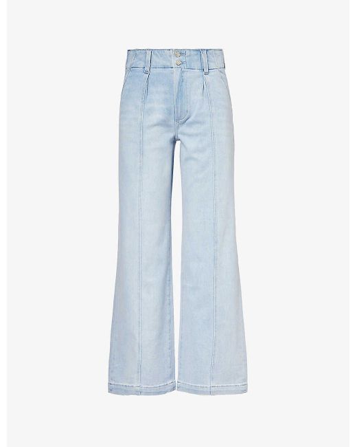 PAIGE Blue Brooklyn 31 Wide-waistband Wide-leg High-rise Stretch-denim Jeans
