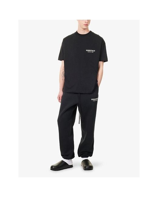 Fear Of God Black Logo-Embroidered Cotton T-Shirt for men