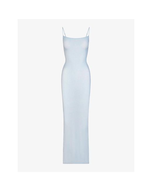Skims Blue Soft Lounge Sleeveless Slim-fit Stretch-woven Maxi Dress