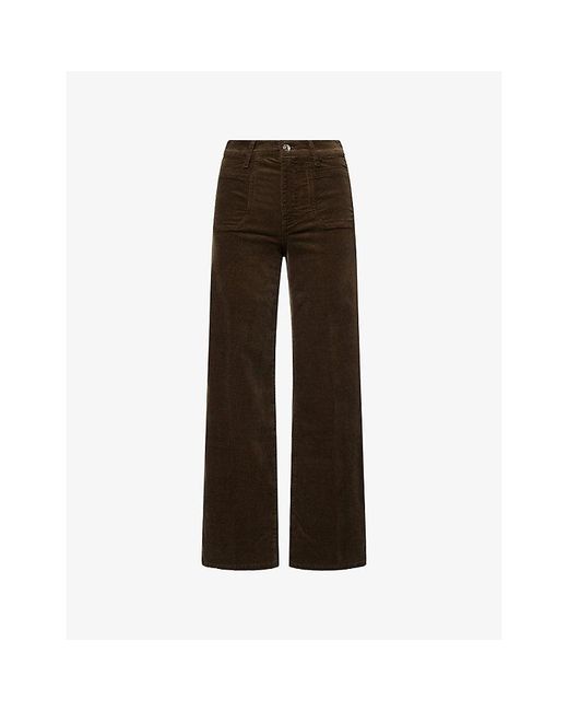 FRAME Brown Palazzo Wide-Leg Cotton-Blend Corduroy Trousers