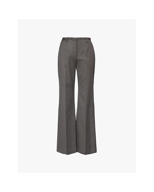 Frankie Shop Gray Lyra Flared-Leg Twill Trousers