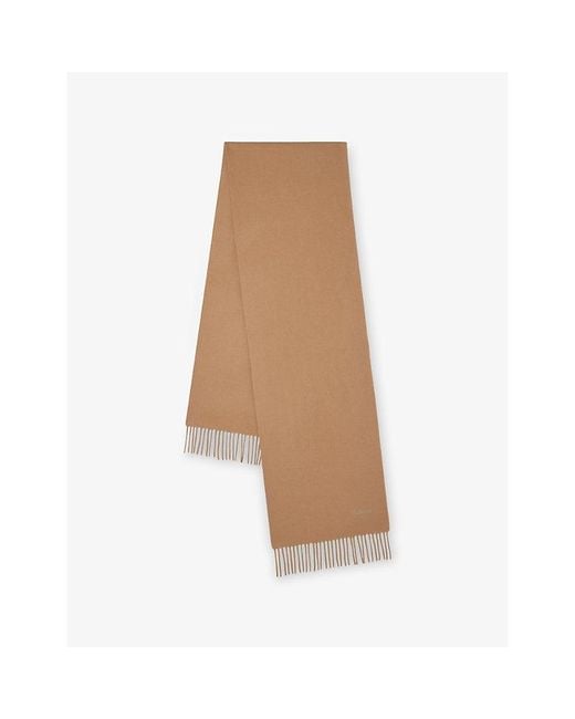 Mulberry Brown Branded Fringed Wool Scarf