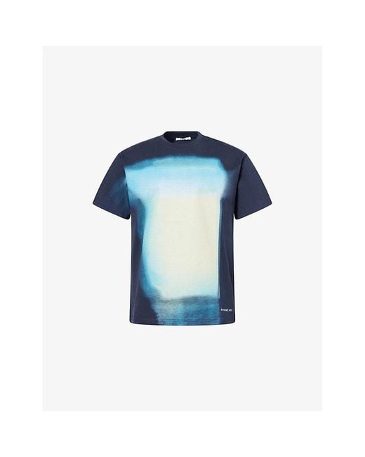 Givenchy Blue Graphic-Print Cotton T-Shirt for men
