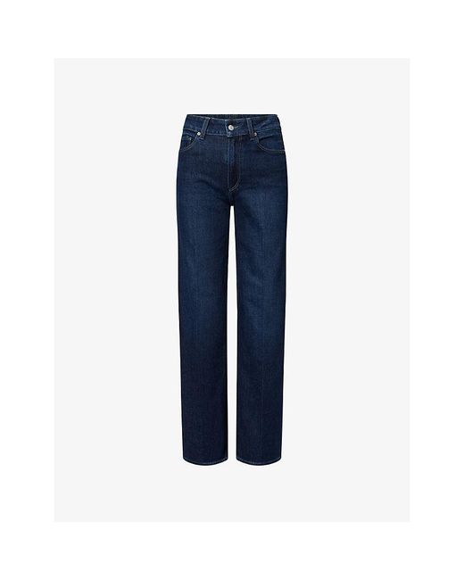 PAIGE Blue Sasha 32' Wide-Leg High-Rise Stretch-Denim Jeans