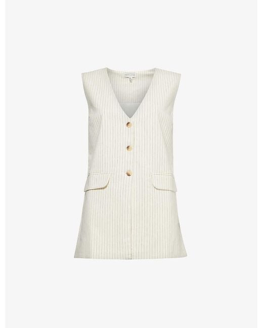 Pretty Lavish White Harlee V-neck Cotton Waistcoat