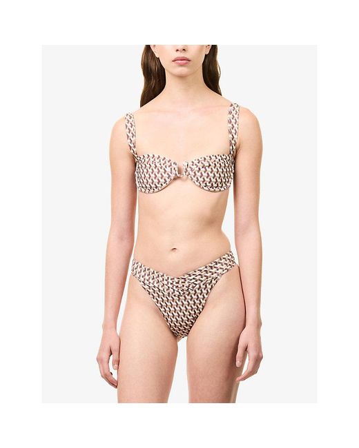 Cheap Monday Pink Marseille Shirred-Waist Bikini Bottoms