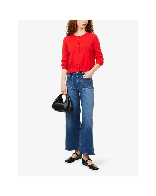 FRAME Blue Le Slim Palazzo Cropped Stretch Denim Jeans