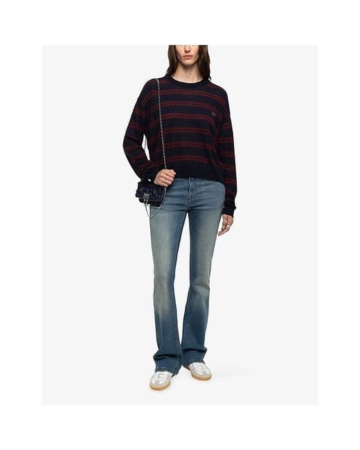 Zadig & Voltaire Blue Swapy Striped Cashmere Jumper