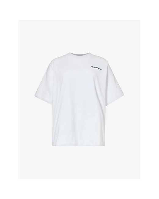 4th & Reckless White Echo Brand-embroidered Cotton-jersey T-shirt