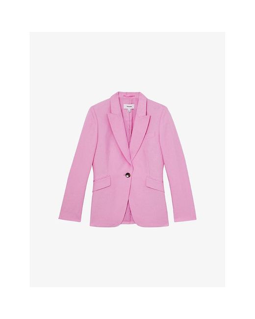Reiss Pink Raine Single-Breasted Woven Suit Jacket