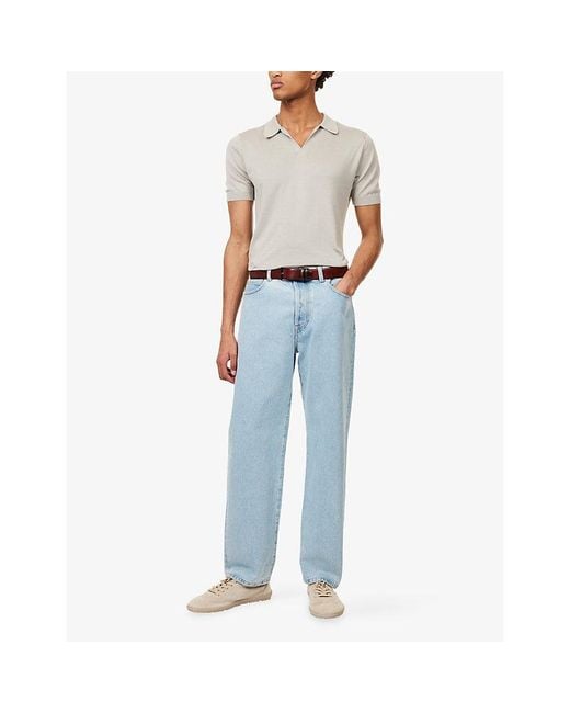 John Smedley White Noah Sea Island Open-Collar Cotton Polo Top for men