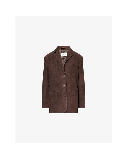 Dissh Brown Hendrix Camp-Collar Suede Jacket